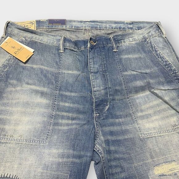 Polo Ralph Lauren Relaxed Straight Distress Repaired Carpenter Jeans 38x32 (c) - Picture 5 of 12